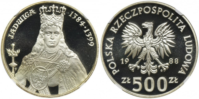 500 złotych 1988 Jadwiga - NGC PF69 ULTRA CAMEO Druga najwyższa nota w rejestrze...