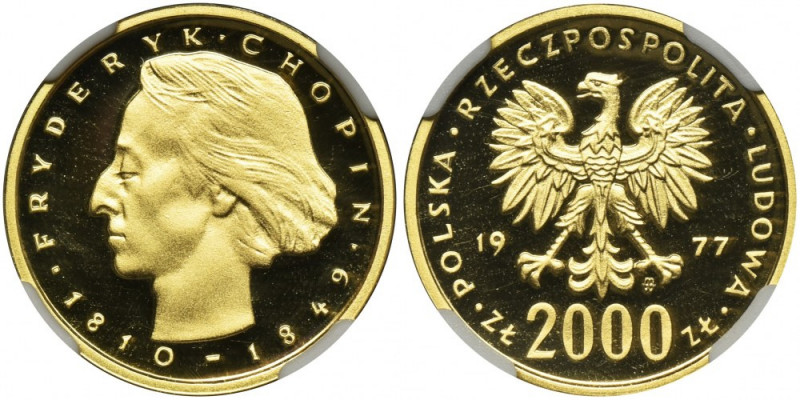 2.000 złotych 1977 Fryderyk Chopin - NGC PF68 ULTRA CAMEO Menniczy egzemplarz z ...