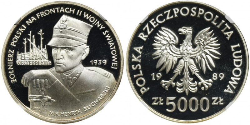 5.000 złotych 1989 Henryk Sucharski - NGC PF69 ULTRA CAMEO Druga najwyższa nota ...