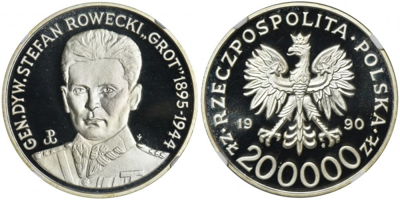 200.000 złotych 1990 Stefan Rowecki - NGC PF69 ULTRA CAMEO Druga najwyższa nota ...