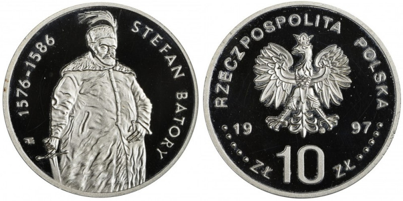 10 złotych 1997 Stefan Batory, Półpostać - RZADKIE Piękna moneta wybita stemplem...