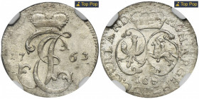 Duchy of Courland, Ernest Johann Biron, Groschen Mitawa 1763 - NGC MS63 - RARE MAX R3