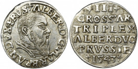 Duchy of Prussia, Albrecht Hohenzollern, 3 Groschen Konigsberg 1543