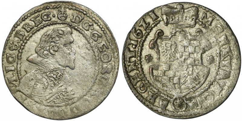 Silesia, Duchy of Liegnitz-Brieg-Wolau, Georg Rudolph, 1/4 Thaler 1621 - RARE Rz...
