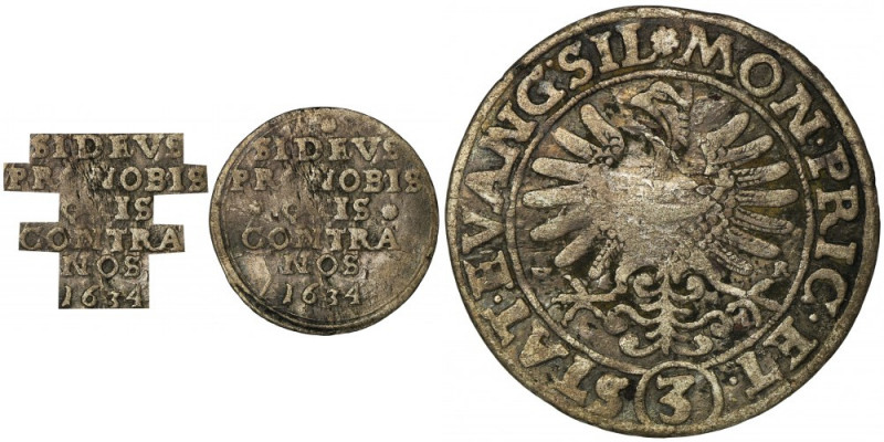 Silesia, Evangelical states, 3 Kreuzer Breslau 1634 HR - VERY RARE Very rare var...