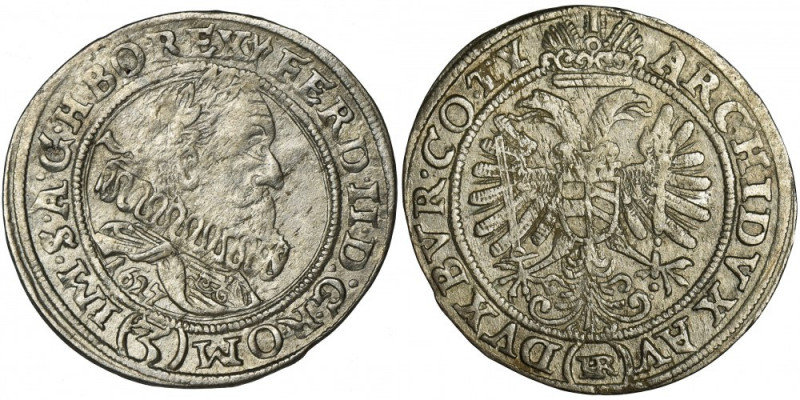 Silesia, Habsburg rule, Ferdinand II, 3 Kreuzer Breslau 1627 HRHR Variety with t...