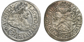 Silesia, Habsburg rule, Leopold I, 3 Kreuzer Breslau 1667 SHS