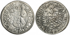 Silesia, Habsburg rule, Leopold I, 3 Kreuzer Breslau 1669 SHS