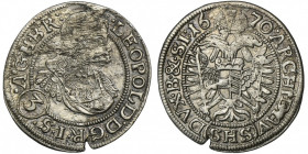 Silesia, Habsburg rule, Leopold I, 3 Kreuzer Breslau 1670 SHS