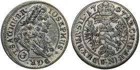 Silesia, Habsburg rule, Joseph I, 3 Kreuzer Breslau 1707 FN - UNLISTED