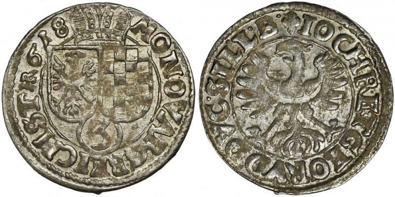 Silesia, John Christian and George Rudolph, 3 Kreuzer Zloty Stok 1618 Odmiana z ...