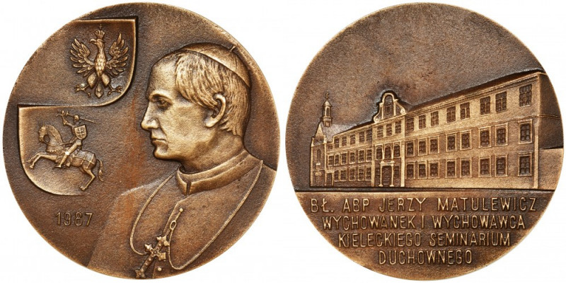 Medal Bł. Abp. Jerzy Matulewicz 1987 - BARDZO RZADKI Bardzo rzadki medal sygnowa...