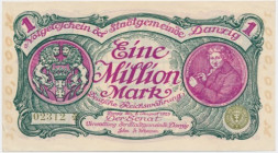 Danzig, 1 milion Mark 08 August 1923 - no. 5 digit series with ❊ rotated