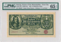 Danzig, 10 million Mark 1923 - without prefix - PMG 65 EPQ