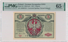 5 marek 1916 Generał biletów - PMG 65 EPQ 2-ga nota