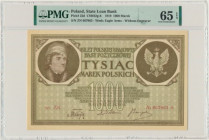 1.000 marek 1919 - ser. ZN - PMG 65 EPQ - znakomita nota 2-ga nota