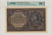 1.000 marek 1919 - III Serja W - PMG 66 EPQ - rzadki wariant 2-ga nota