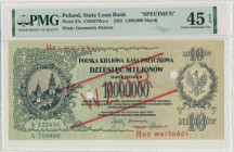 10 milionów marek 1923 - WZÓR - A123456 / A789000 - PMG 45 EPQ