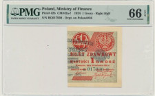 1 grosz 1924 - BG ❉ - prawa połowa - PMG 66 EPQ