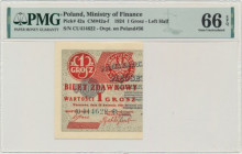 1 grosz 1924 - CU ❉ - lewa połowa - PMG 66 EPQ