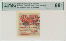1 grosz 1924 - W - lewa połowa - PMG 66 EPQ - RZADKOŚĆ