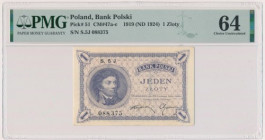 1 złoty 1919 - S.5 J - PMG 64 - rzadki wariant