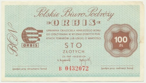 ORBIS, 100 złotych - B - rzadsza jednoliterowa seria Bony Orbisu to walory, któr...