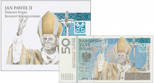 50 złotych 2006 - Jan Paweł II - z unikatowym etui - Pospolity banknot kolekcjon...