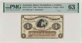 Argentina, Banco Oxandaburu y Garbino, 4 Reales 1869 - PMG 63