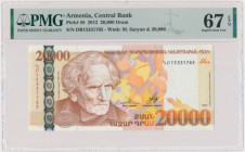 Armenia, 20.000 Dram 2012 - PMG 67 EPQ 2-ga nota