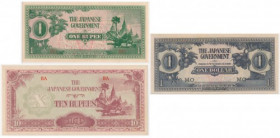 Burma (The Japanese Government), group of notes (3pcs.)