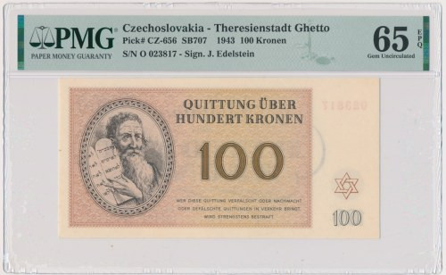 Czechoslovakia (Theresienstadt Ghetto), 100 Kronen 1943 -PMG 65 EPQ &nbsp; Piękn...