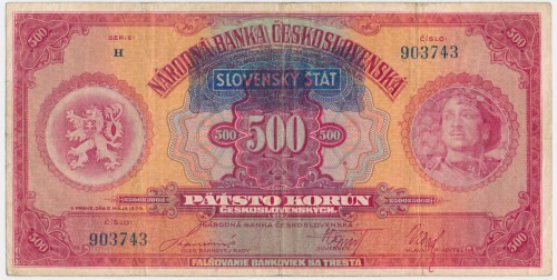 Czechoslovakia, 500 Korun 1929 &nbsp; Obiegowy stan zachowania.&nbsp; Reference:...