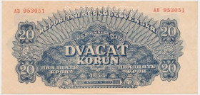 Czechoslovakia, 20 Korun 1944 - SPECIMEN -