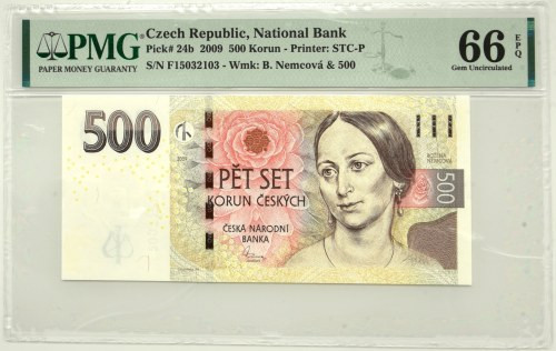 Czech Republic, 500 Korun 2009 - PMG 66 EPQ &nbsp; Emisyjny stan zachowania.&nbs...