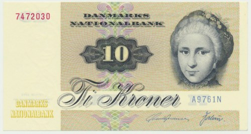 Denmark, 10 Kronur 1972 Reference: Pick# 48a
Grade: UNC 

DenmarkWorld Paper ...