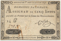 France, Assginat 5 Livres 1792