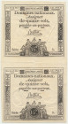 France, uncut sheet of Assginat for 15 Sols 1793 (2pcs)