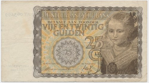 Netherdlands, 25 Gulden 1940 Numerous folds.&nbsp; Pressed.&nbsp; Kilkukrotnie z...