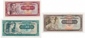 Yugoslavia, group of 100 - 1.000 Dinara 1963 (3 pcs.)
