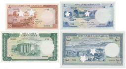 Lebanon, group of specimen 1-100 Livres (192-64) (4 pcs.) - SCARCE