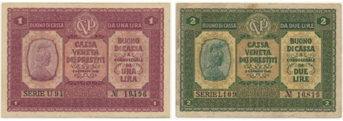 Italy (Venice), group of 1-2 Lire 1918 (2 pcs) &nbsp;&nbsp; Lekko obiegowe egzem...