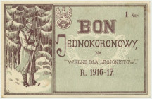 Bon na wełnę dla legionistów, 1 korona 1916-17 - RZADKI