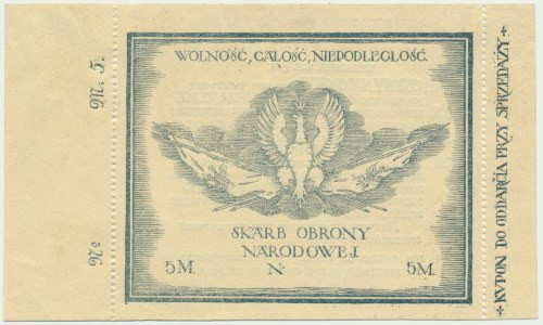 Skarb Obrony Narodowej, 5 marek 1924 - Kolekcja Lucow - RZADKIE I ILUSTROWANE Bo...