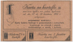 Warszawa, kartka na kartofle 1916 - brązowa -