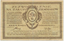 Warszawa, Kartka żywnościowa, Zezwolenie na zakup 200u ziemniaków 1917-1918