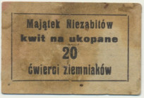 Majątek Niezabitów, kwit na ukopane 20 ćwierci ziemniaków