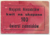 Majątek Niezabitów, kwit na ukopane 100 ćwierci ziemniaków