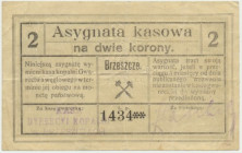 Brzeszcze, asygnata kasowa na 2 korony - nietypowy numerator