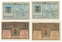 Cieszyn, zestaw asygnat z roku 1919 (4 szt.)
